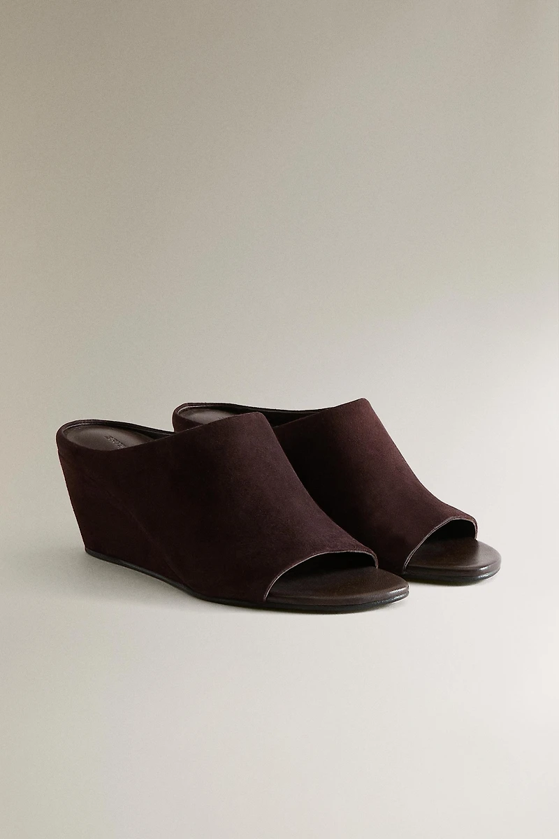 LEATHER WEDGE SANDALS