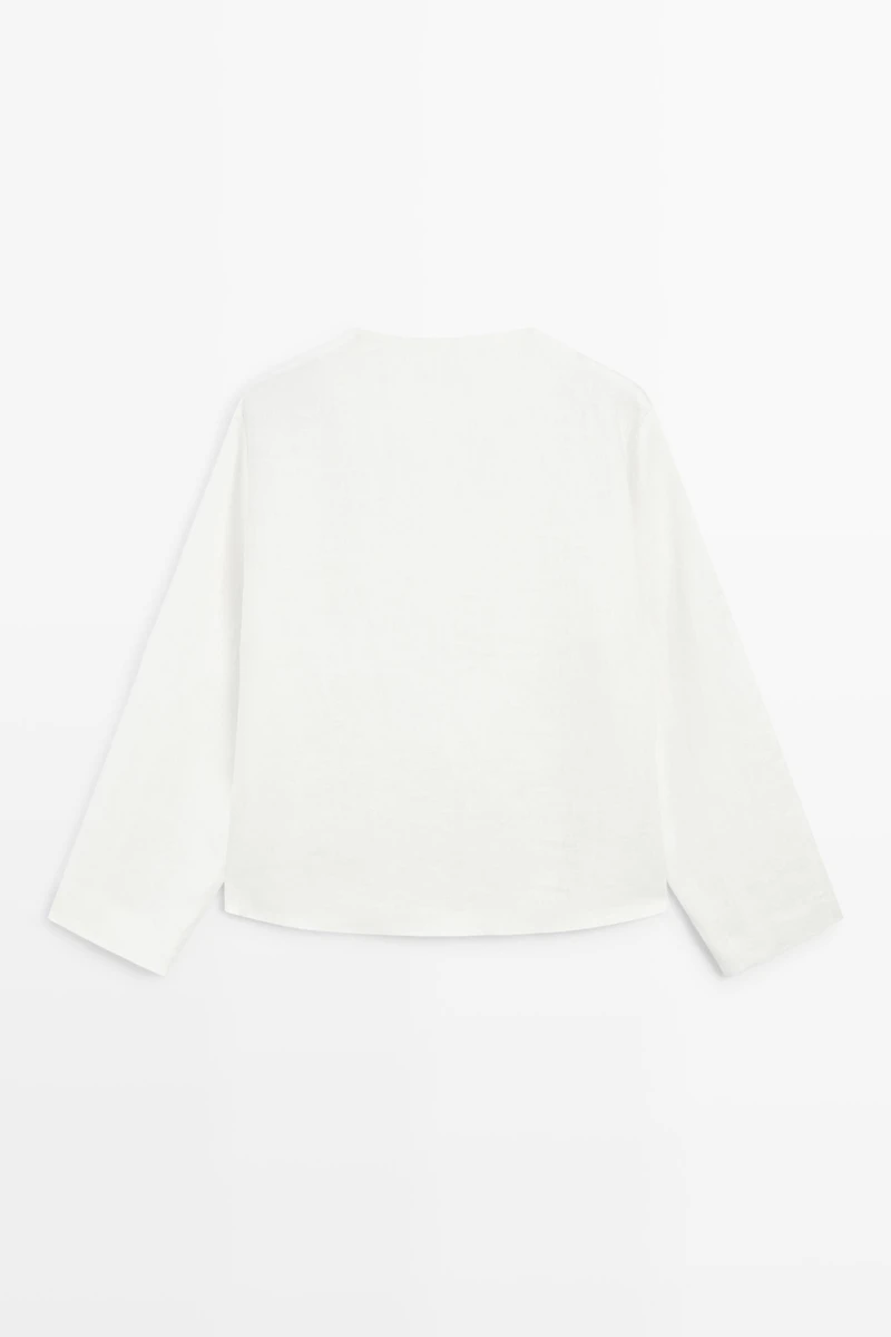 100% linen flowing shirt with button detail