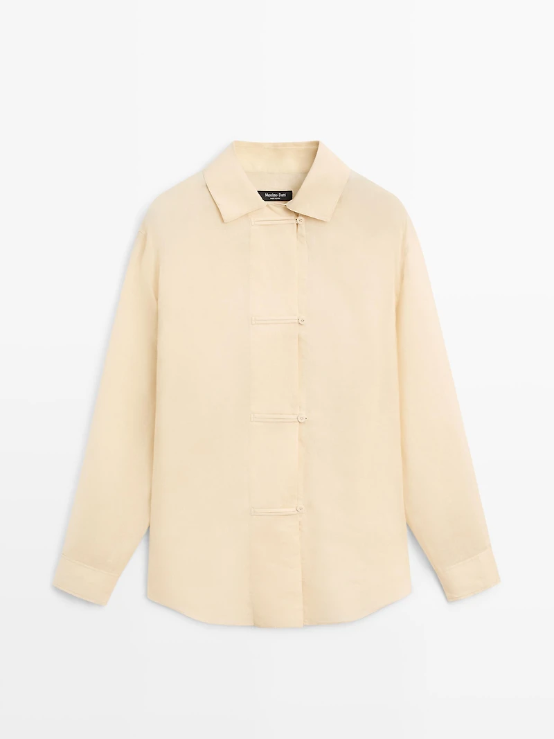 Flowing total look 100% ramie shirt