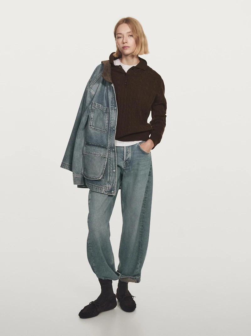 100% cashmere polo collar sweater