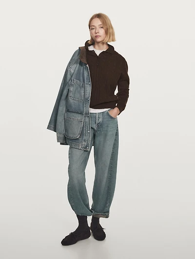 100% cashmere polo collar sweater