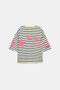 OVERSIZED STRIPED TEXT T-SHIRT