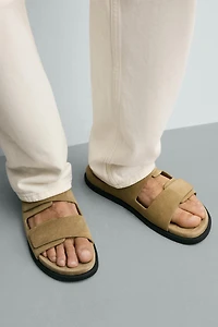 DOUBLE STRAP LEATHER SANDALS