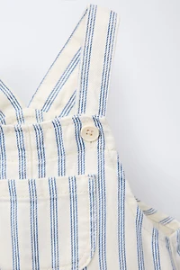STRIPED TWILL OVERALL SHORTS