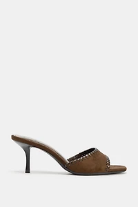 TOPSTITCHED HEEL MULES