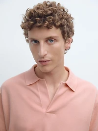 Knit V-neck polo shirt