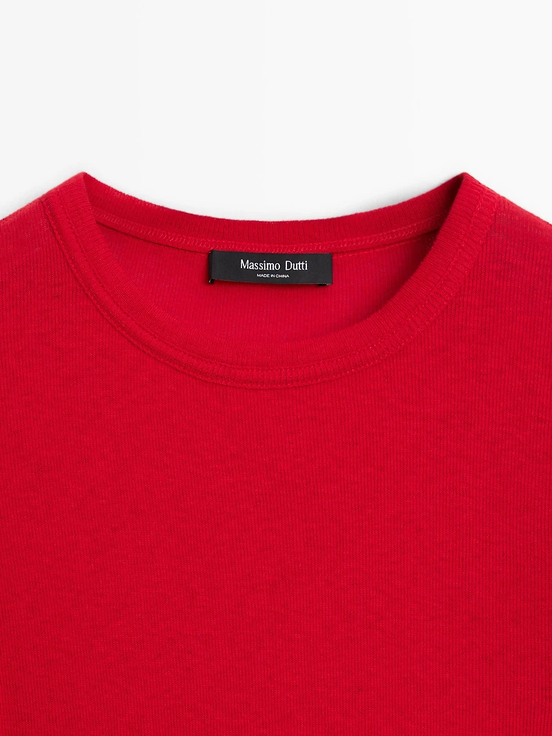 Long sleeve cotton blend T-shirt