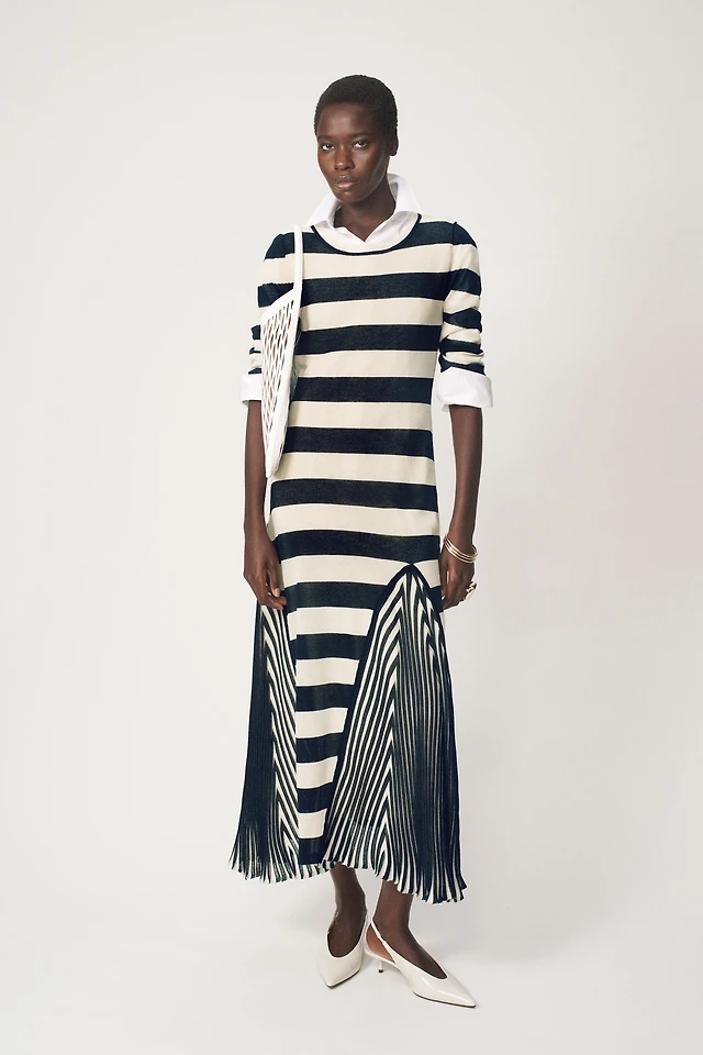zara asymmetric striped dress RUFFLED Color:Spa