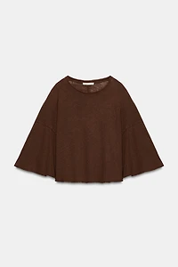 COTTON AND LINEN CAPE T-SHIRT