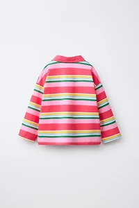 STRIPED POLO SHIRT WITH CONTRAST COLLAR