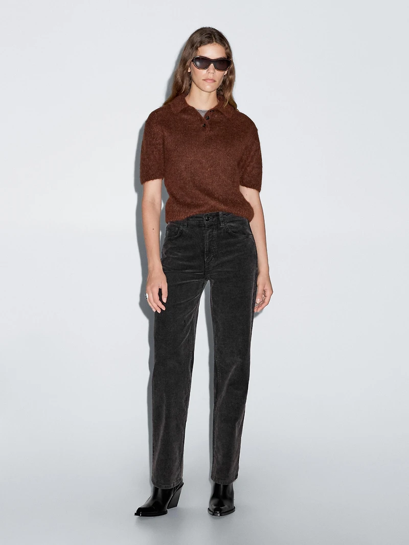 Straight-leg sulphur dye corduroy trousers