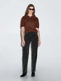 Straight-leg sulphur dye corduroy trousers