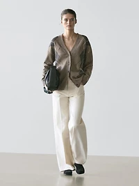 Wool argyle knit cardigan