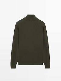 Mock neck knit sweater with V-neck