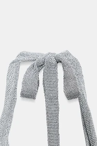 METALLIC THREAD KNIT HALTER TOP