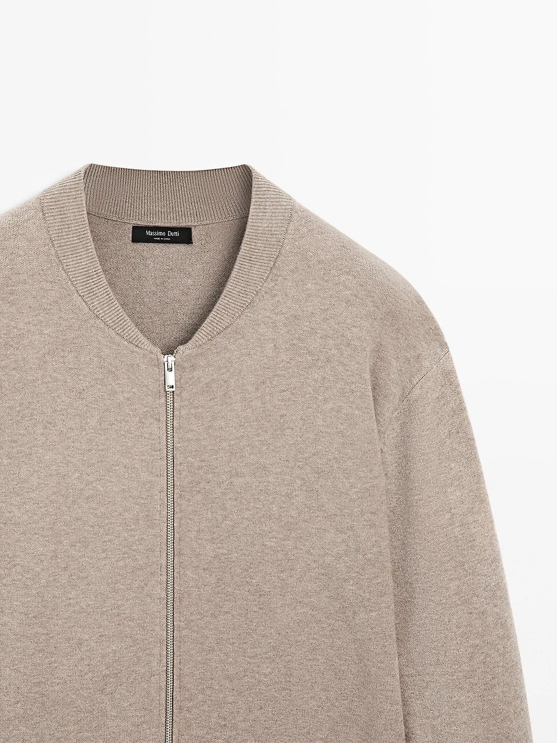 Bomber-style knit cardigan