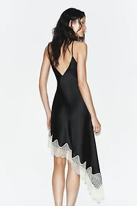 SATIN EFFECT LACE DRESS