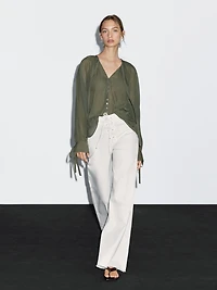 Flared high-waist jeans