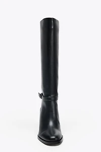 WIDE HEEL BUCKLE BOOTS