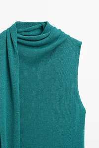 High neck top with scarf detail