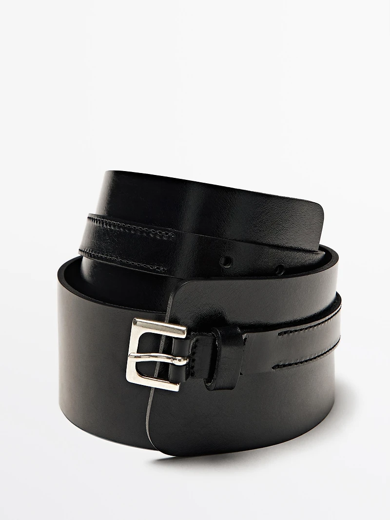 Ceinture en cuir nappa avec boucle carrée