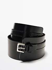 Ceinture en cuir nappa avec boucle carrée