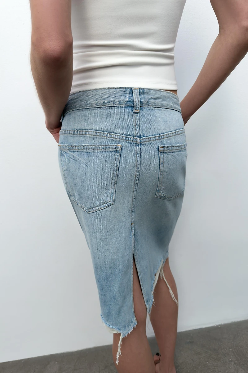 TRF RIPPED DENIM SKIRT