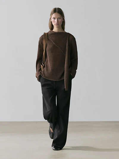 Cotton blend knit cape sweater