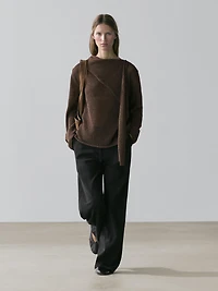 Cotton blend knit cape sweater