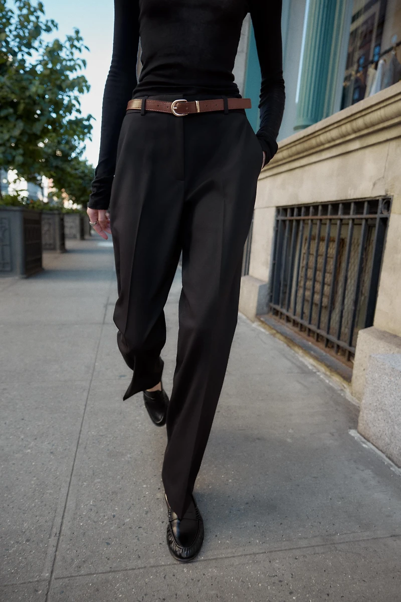 BELTED STRAIGHT LEG PANTS