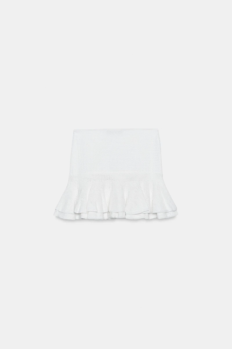 RUFFLED KNIT MINI SKIRT