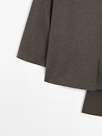 Mid-length wool blend coat with scarf