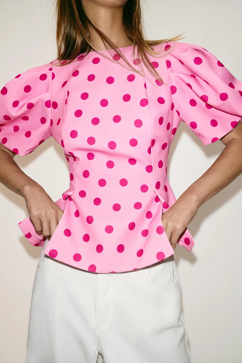 POLKA DOT PUFF SLEEVE TOP