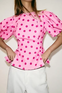 POLKA DOT PUFF SLEEVE TOP