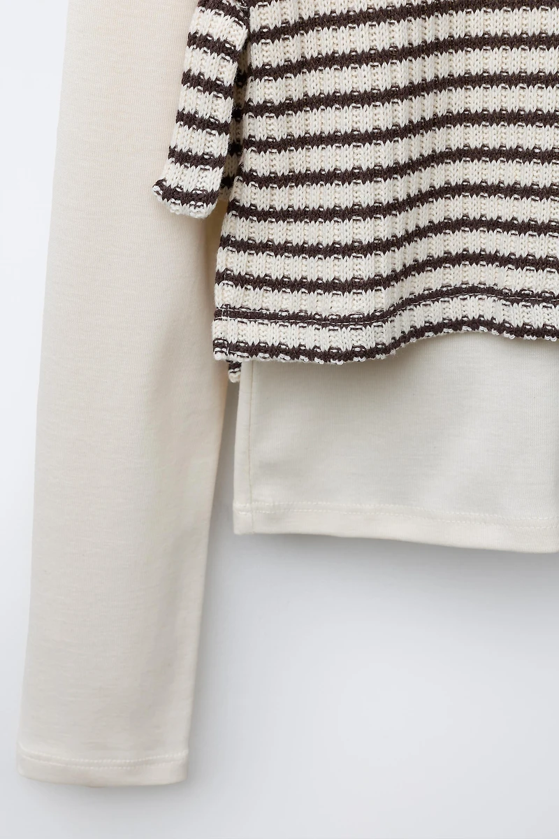 STRIPED VEST COMBINATION T-SHIRT