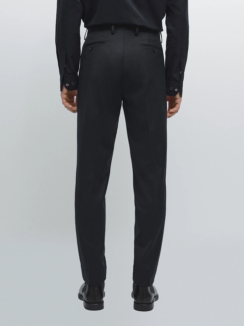 Wool blend flannel suit trousers