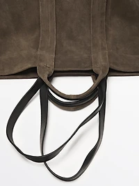 Split suede leather shopper bag
