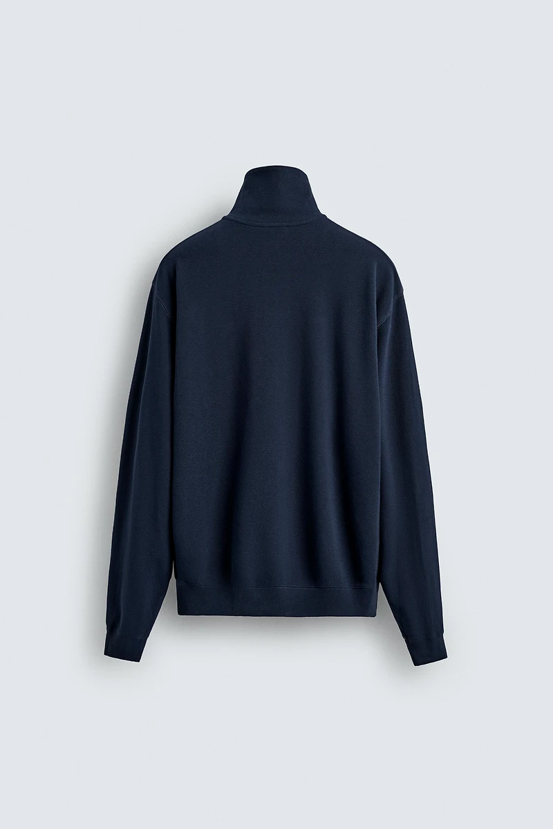 PIQUÉ QUARTER-ZIP SWEATSHIRT