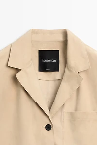 Suede leather pocket blazer