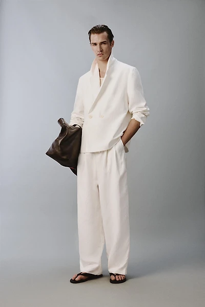 VESTE RELAXED FIT DE COSTUME EN VISCOSE ET LIN