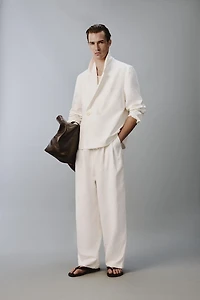 VESTE RELAXED FIT DE COSTUME EN VISCOSE ET LIN