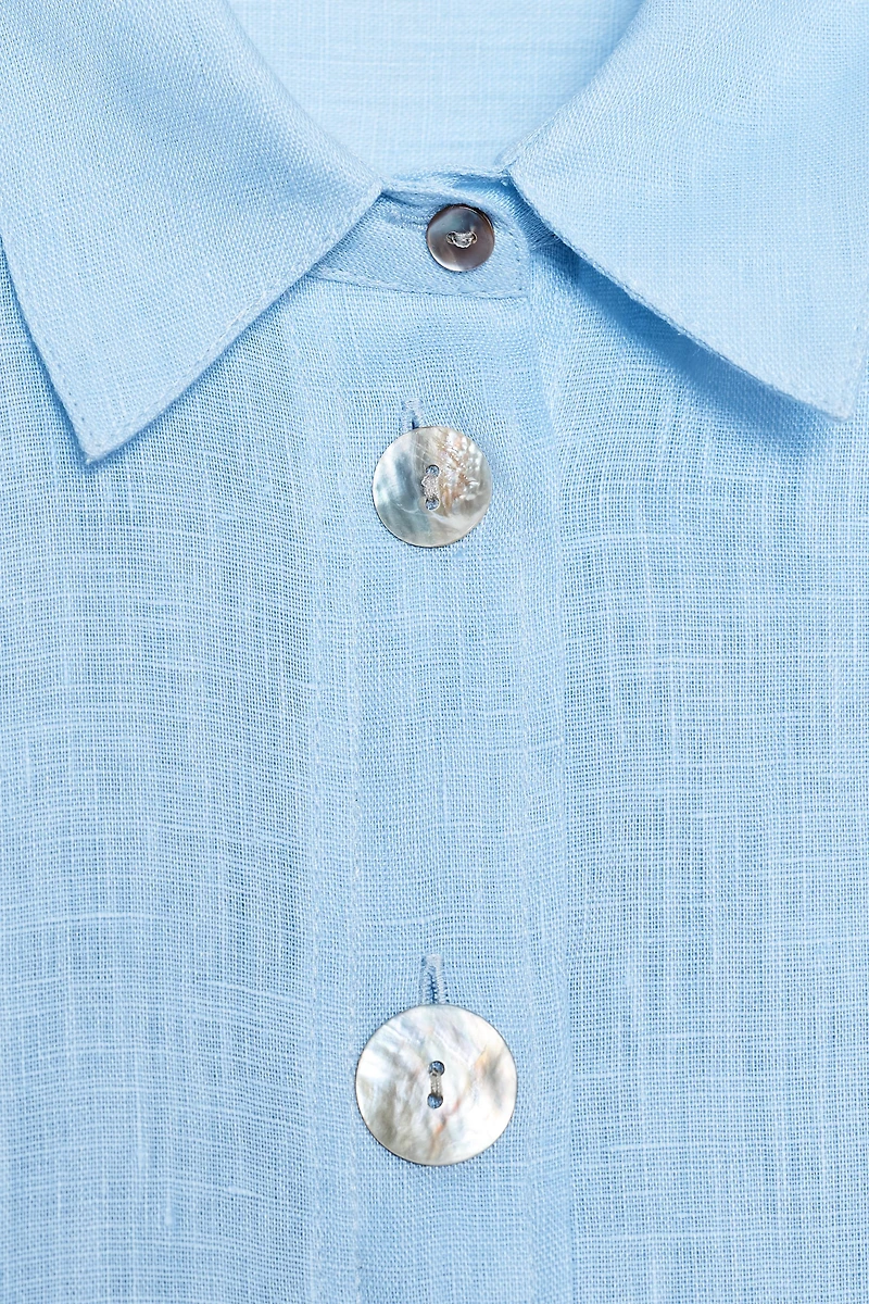 100% LINEN SHIRT WITH MIXED BUTTONS