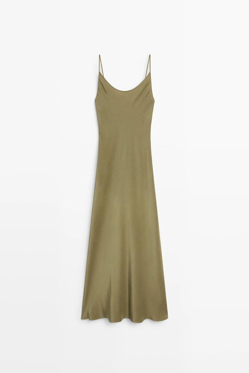 Spaghetti strap lingerie midi dress