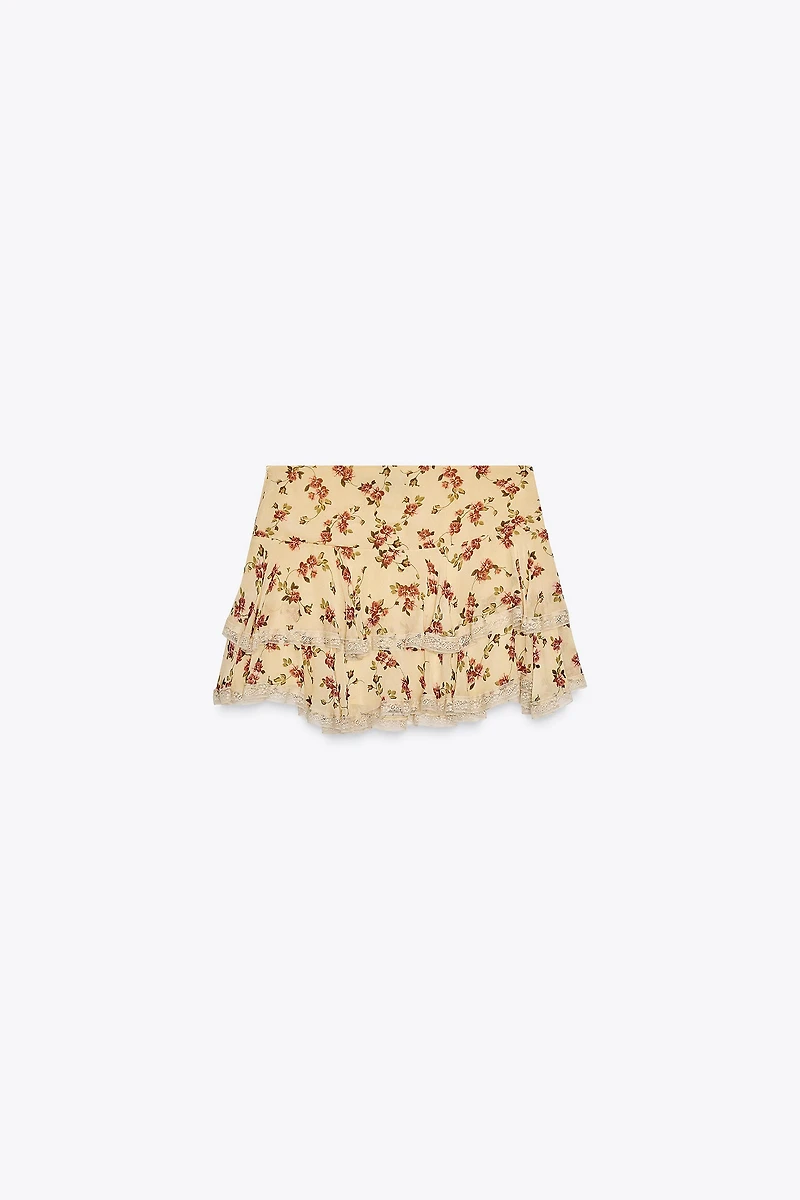 FLORAL RUFFLE MINI SKIRT