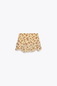 FLORAL RUFFLE MINI SKIRT