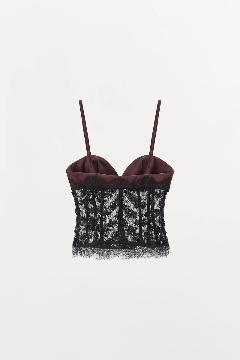 SEQUIN LACE CORSET TOP