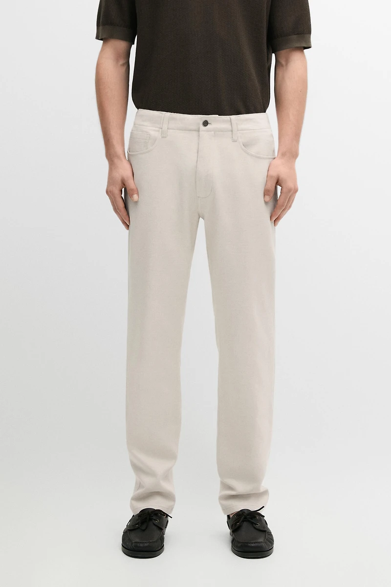 Cotton and linen five-pocket trousers