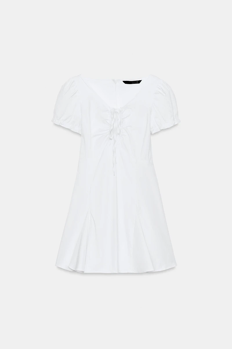 SHORT POPLIN DRESS WITH SLIT