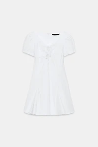 SHORT POPLIN DRESS WITH SLIT