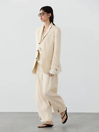 Pantalon de costume avec bouton et lin